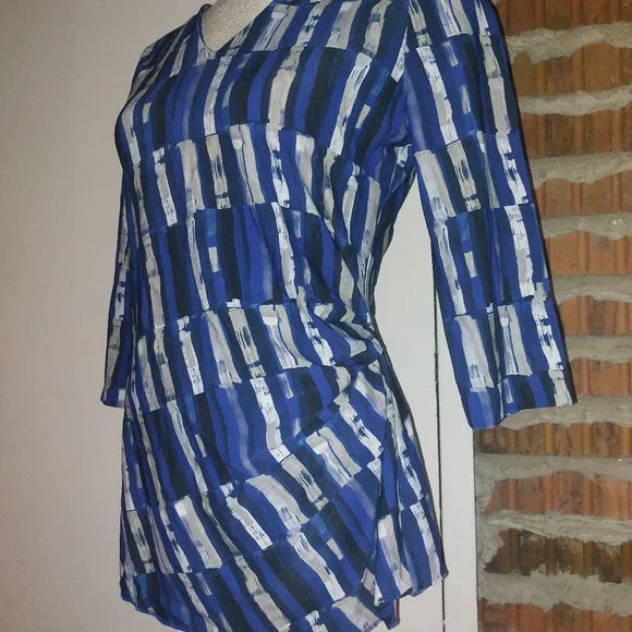 Boss Hugo Boss Top Ruched 3/4 Sleeves Multi Size M Med L Large - Picture 4 of 9